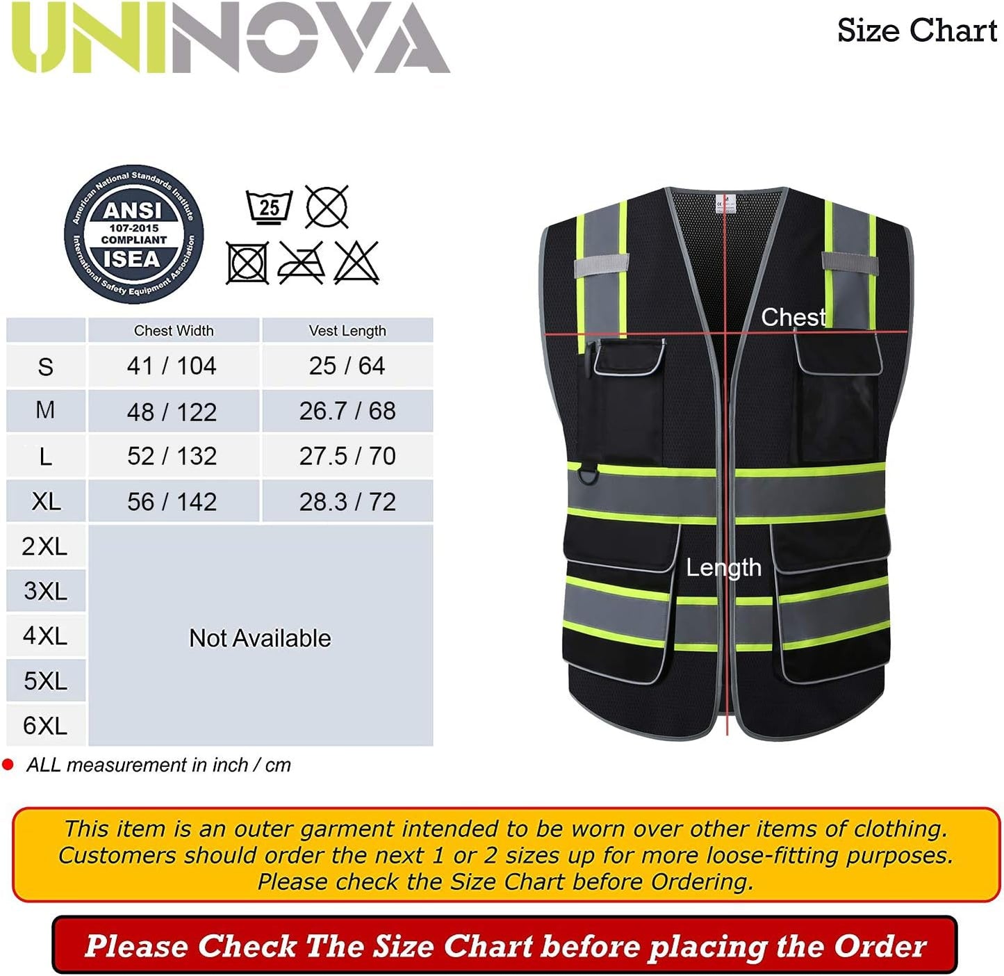 High Visibility Safety Vest - Multi Pockets Reflective Mesh Breathable Workwear, ANSI/ISEA Standards (Large, Black Mesh-02)