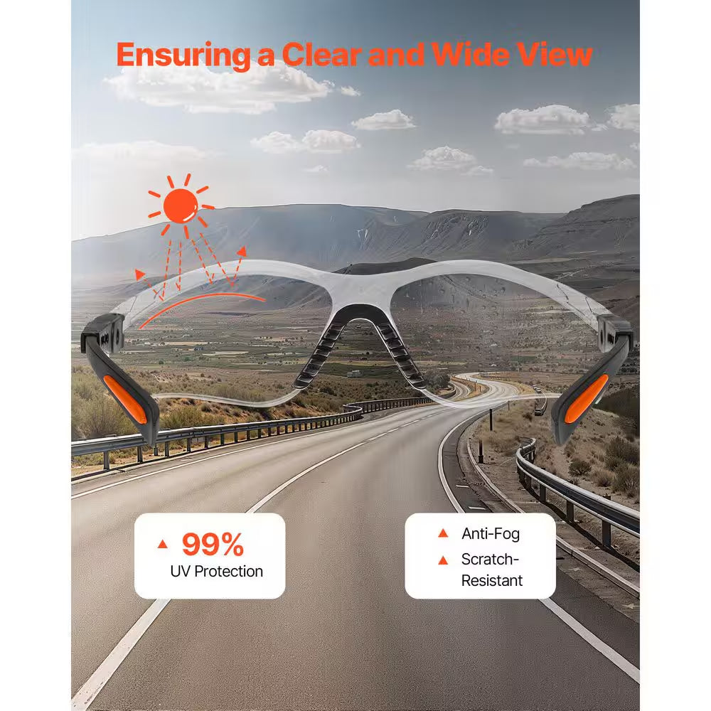 Safety Glasses Anti-Fog and Scratch-Resistant Clear Lens Safety Goggles with Adjustable Length and Angle ANSI Z87. 1