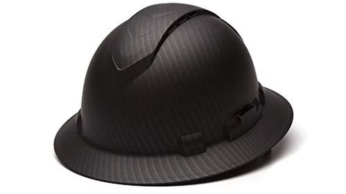 Pyramex  Full Brim Hard Hat 4 Point Ratchet Vented Matte Black Graphite Pattern