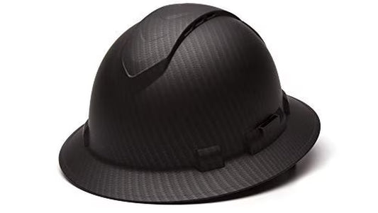 Pyramex  Full Brim Hard Hat 4 Point Ratchet Vented Matte Black Graphite Pattern