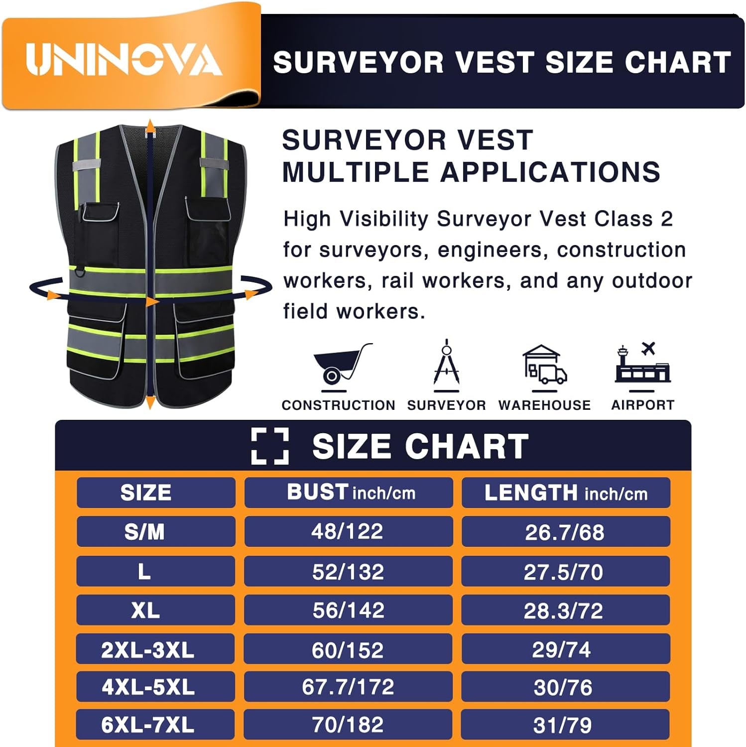 High Visibility Safety Vest - Multi Pockets Reflective Mesh Breathable Workwear, ANSI/ISEA Standards (Large, Black Mesh-02)
