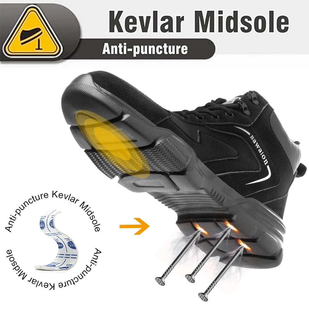 Waterproof Steel Toe Work Boots for Men Women Non-Slip Industrial Construction Safety Shoes