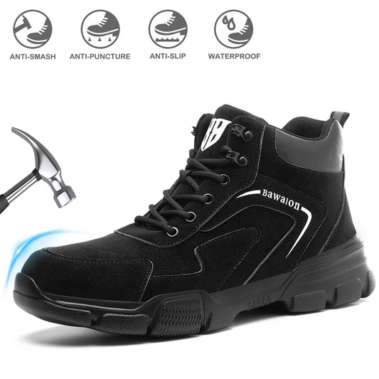 Waterproof Steel Toe Work Boots for Men Women Non-Slip Industrial Construction Safety Shoes