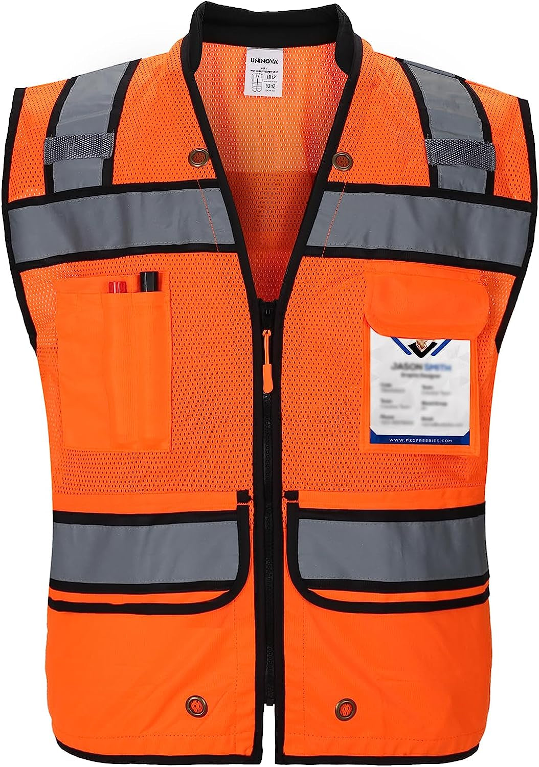 Surveyor Safety Vest Reflective for Men, Class 2 Mesh Safety Vests Reflective with Pockets and Zipper,High Visibility Construction Work Surveyor Vest