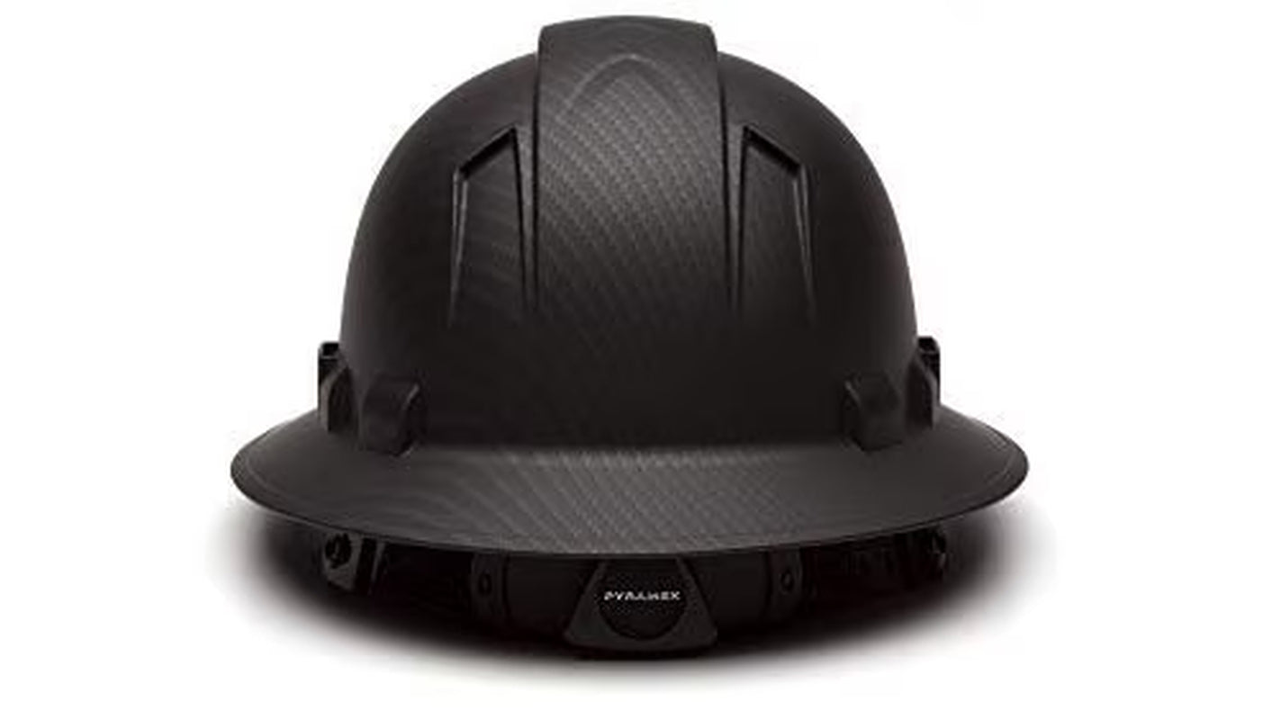 Pyramex  Full Brim Hard Hat 4 Point Ratchet Vented Matte Black Graphite Pattern