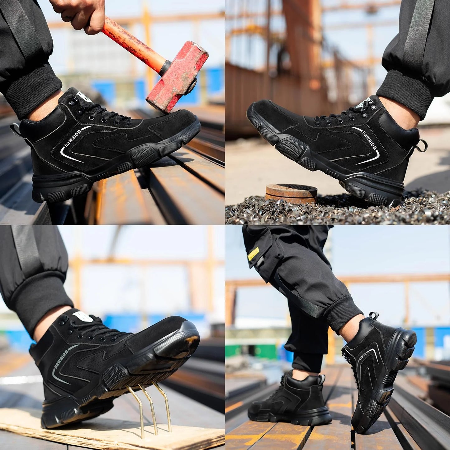 Waterproof Steel Toe Work Boots for Men Women Non-Slip Industrial Construction Safety Shoes