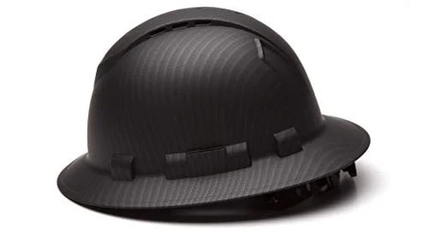 Pyramex  Full Brim Hard Hat 4 Point Ratchet Vented Matte Black Graphite Pattern